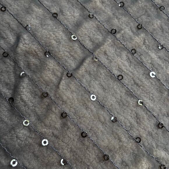 Sheer black silky chiffon scarf with sequins stripes dressy sexy whimsy goth - Picture 3 of 6